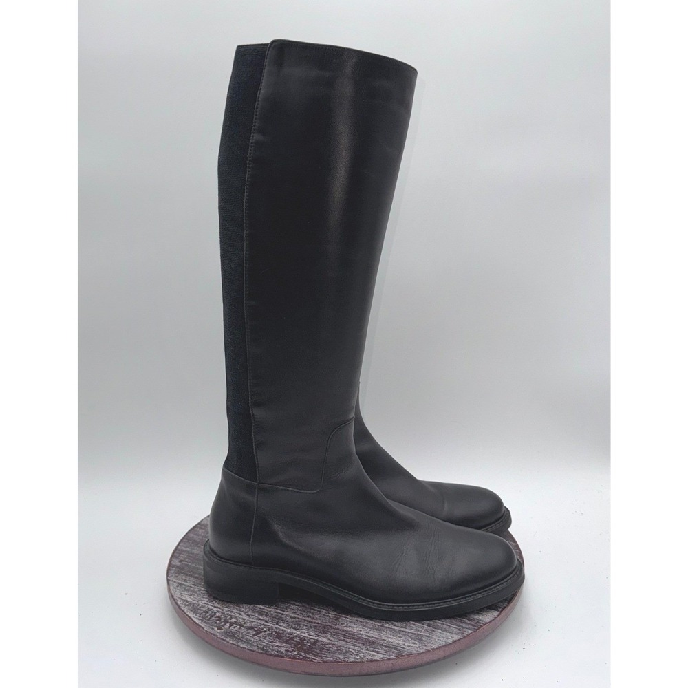 Aquatalia Boots‎ Womens 7.5 Nevata Leather Knee High Riding Comfort Zip Black